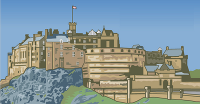 A graphic drawing of Edinburgh Castle.